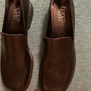 Franco Sarto leather loafers. Size 71/2. NWOT. Black with 1 1/8 inch heal.
